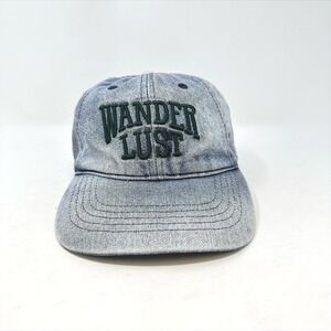 Wander Lust Jean Embroidered Adjustable‎ Hat Blue 8"